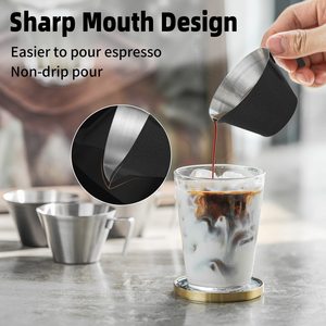 Espresso Shot Cups with Handle Espresso Measuring Cup Dishwasher Safe 2/3 Pack Stainless Steel Pouring Cup Home Barista Tools - Product Image 3