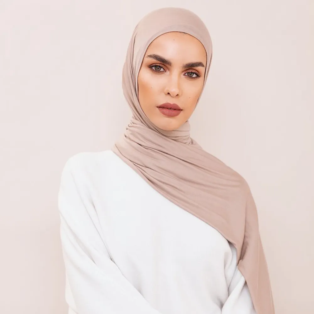 2021 고품질 프리미엄 큰 인스턴트 코튼 저지 Hijab 스트레치 스카프 말레이시아 여성 원 루프 저지 이슬람 Hijab