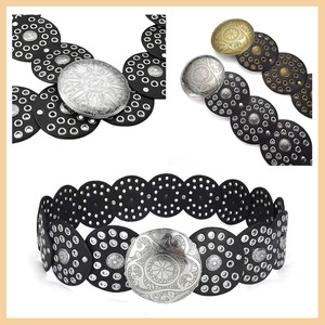 Cintura Larga Spessa da Donna per Ordini all'Ingrosso, Stile Vintage con Fibbia Rotonda Vuota Personalizzata in Lega, Stile Western Cowboy per Linee di Abbigliamento - Product Image 2