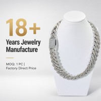 Collier cubain classique géométrique en laiton 20 mm avec zircone cubique 5A, longueur personnalisable et chaîne hip-hop en moissanite pour les fêtes