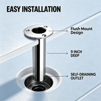 Nouveaux accessoires pour yacht, porte-canne à pêche en acier inoxydable 316 poli miroir, montage encastré, 15, 30, 90 degrés avec trou de drainage