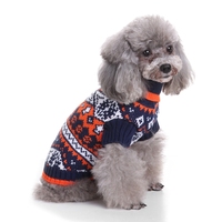 Pull pour chien en polyester imprimé classique de designer tricoté à la main pour l'hiver chaud col roulé pour grands chiens