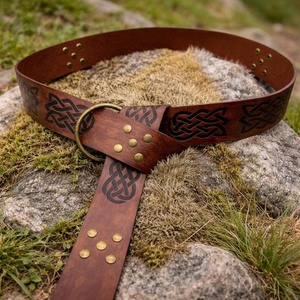 Set di Spallacci e Bracciali in Pelle Medievale, Protezioni per Spalle e Braccia Stile Cavaliere Vintage, Cintura per Cosplay Rinascimentale LARP - Product Image 4