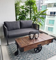 Salon de jardin extérieur tressé en corde, résistant à l'eau, pour balcon et terrasse