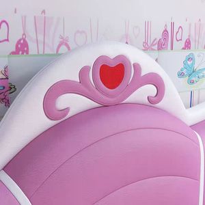 Cama Moderna JINS para Niñas, Diseño Popular, Color Rosa, Juego de Muebles para Dormitorio Infantil, Cama Suave con Barandilla - Product Image 3