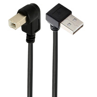 CE ROHS FCC kabel pemindai Printer Plug bersudut kanan kabel USB tipe AM kiri siku pria ke B Pria Hitam standar PVC