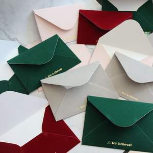 <span class=keywords><strong>Prix</strong></span> d'usine, enveloppe personnalisée, estampage à chaud, logo en feuille d'or, enveloppe en velours avec impression personnalisée, taille, couleur, rose, vert, bordeaux, ivoire - Product Image 2