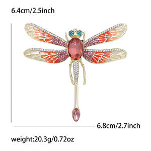 Broche con forma de libélula de piedras preciosas coloridas hecho a mano, broche versátil personalizado para mujer, broche de joyería de flores para el pecho - Product Image 3