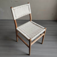 Chaise de salle à manger nordique en bois massif, chaise moderne pour fêtes et événements, chaise en bois avec corde tressée