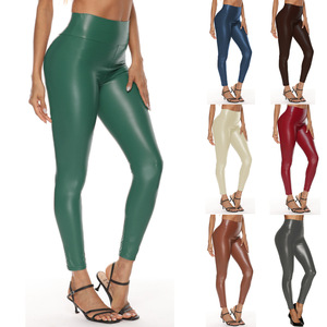 <span class=keywords><strong>Leggings</strong></span> da donna a vita alta in ecopelle con controllo pancia elasticizzato sottile fodera in pile traspirante e formale per l'estate - Product Image 1