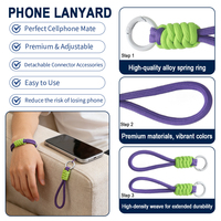 Vente en gros de porte-clés personnalisés tressés à la main, porte-clés tissés en corde colorée, très demandés, pour cordon de téléphone