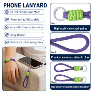 Vente en gros de porte-clés personnalisés tressés à la main, vente chaude, porte-clés tressé, porte-clés en corde colorée <span class=keywords><strong>pour</strong></span> cordon de téléphone - Product Image 2