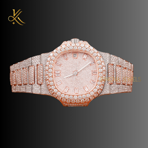 Montre à quartz Moissanite avec un mouvement de précision de conception de luxe et des détails étincelants fabriqués pour la mode haut de gamme - Product Image 6