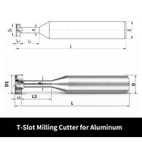 Fraise à queue en carbure monobloc pour rainures en T, aluminium poli, non revêtue, 3 cannelures, pour machine de fraisage CNC, haute rigidité, efficacité, longue portée, OEM