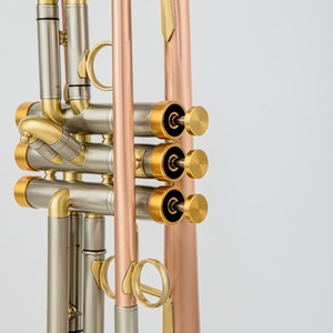 Trompeta de 3 pistones de bronce fosforado más pesado, acabado mate cepillado tricolor con llave de agua <span class=keywords><strong>Amado</strong></span> y anillo fijo, instrumento de latón - Product Image 4
