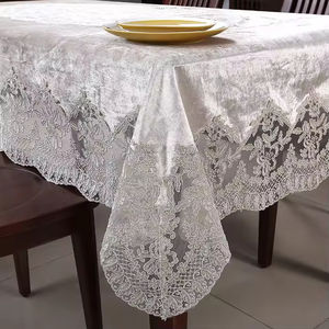 Nappes de table en velours et dentelle personnalisées en polyester pour banquets et mariages, housses de table vintage en dentelle pour la maison, le bureau et les mariages - Product Image 4