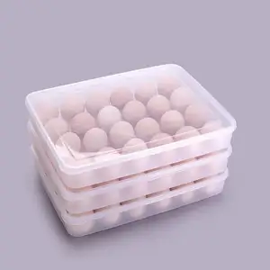 Hot Sale Covered Egg Holders Plastic Refrigerator Egg Trays Clear Egg Organizer For Refrigerator 24
