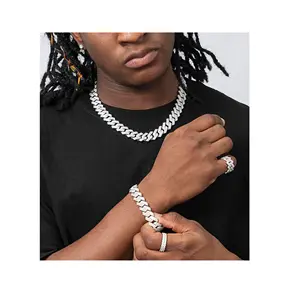 Kustom Hiphop perhiasan pria rantai berlian Moissanite berat rantai berlian untuk pesta dipakai dari India