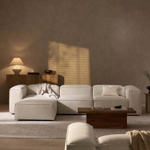Divano Modulare in Tessuto con Poggiapiedi Sinistro e Destro, Stile Moderno Minimalista per Appartamenti, Soggiorno, Arredamento Morbido per la Casa - Product Image 1