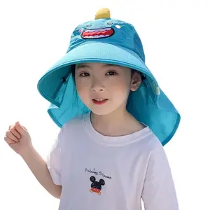 Çocuk şapka yaz yüzme havuzu UV güneş koruma boyun Flap erkek ve kız dinozor çocuklar için plaj kovası şapka