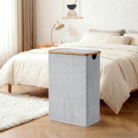 Panier à linge moderne en bambou avec couvercle intérieur amovible et lavable, design pliable, 35L+, rangement de vêtements respectueux de l'environnement