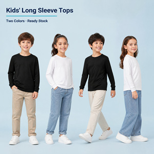 Mädchen Langarm-T-Shirt mit Rundhalsausschnitt, Weiches Dehnbares Strick-Unterhemd, Slim Fit, Grundmodell, 2-16 Jahre, Großhandel Bekleidung Lagerware - Product Image 2