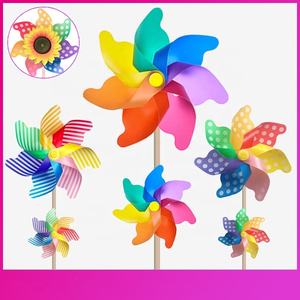 <span class=keywords><strong>Moulin</strong></span> <span class=keywords><strong>à</strong></span> <span class=keywords><strong>vent</strong></span> décoratif de <span class=keywords><strong>jardin</strong></span> en plastique <span class=keywords><strong>à</strong></span> pétales colorés de haute qualité, avec poteau en bois, pour décoration extérieure - Vente en gros HY Factory - Product Image 3