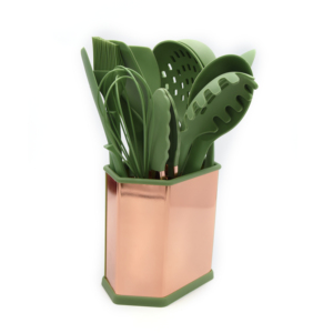 13 ustensiles de cuisine en silicone avec manche en bois, support en <span class=keywords><strong>plastique</strong></span>, <span class=keywords><strong>pince</strong></span> alimentaire, louche à soupe, cuillère à <span class=keywords><strong>spaghetti</strong></span>, fouet à œufs, spatule à crème - Product Image 5