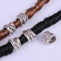 1 sac Lingxing Anneaux décoratifs pour dreadlocks, tresses, coiffures reggae et tresses de fête, accessoires de coiffure DIY rétro en alliage unisexe 10mm
