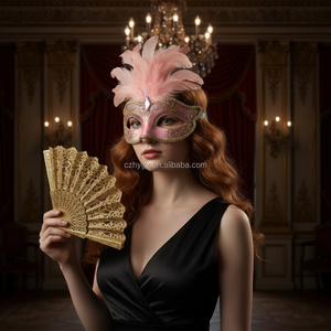 Masques de fête en plastique <span class=keywords><strong>rose</strong></span> pour mascarade Mardi Gras PGG Carnaval Halloween Mariage Costume vénitien Fête avec élégant - Product Image 1