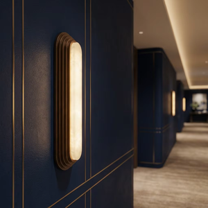 Lámpara de Pared LED de Alabastro Moderna y Lujosa, Aplique de Mármol con Marco de Madera en Niveles para Decoración de Hotel, Villa, Dormitorio, Pasillo y Sala de Estar - Product Image 3