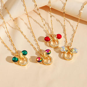 Collar de mujer de diamante de acero inoxidable sin decoloración al por mayor, collares con colgante de ratón de moda de clavícula elegante de lujo - Product Image 1