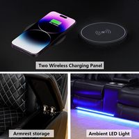 Canapé d'angle moderne en cuir Ainehome avec fonction de relaxation électrique, éclairage LED, 2 sièges inclinables, porte-gobelets et rangement pour salon