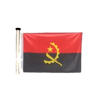 Drapeau d'Angola imprimé en polyester 100% (3x5 pieds) rouge et noir, prêt à être expédié, personnalisable OEM/ODM