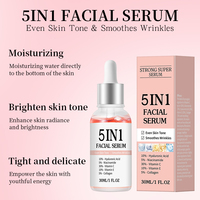 Sérum Visage 5-en-1 Marque Blanche : 30% Vitamine C, 10% Acide Hyaluronique, 5% Niacinamide, Sérum au Collagène pour Éclat et Anti-Rides
