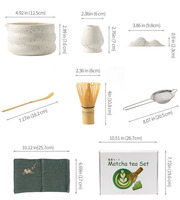 Boîte personnalisée Oem Set de poudre blanc rose Set céramique Coffret cadeau Matcha Fouet en bambou Bol personnalisé Outils Matcha