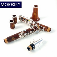 MORESKY Professional Bb Clarinet Mopane Rosewood Body Nickel Silver Surface Silver Plated Keys 17-Key Customizable Model M12