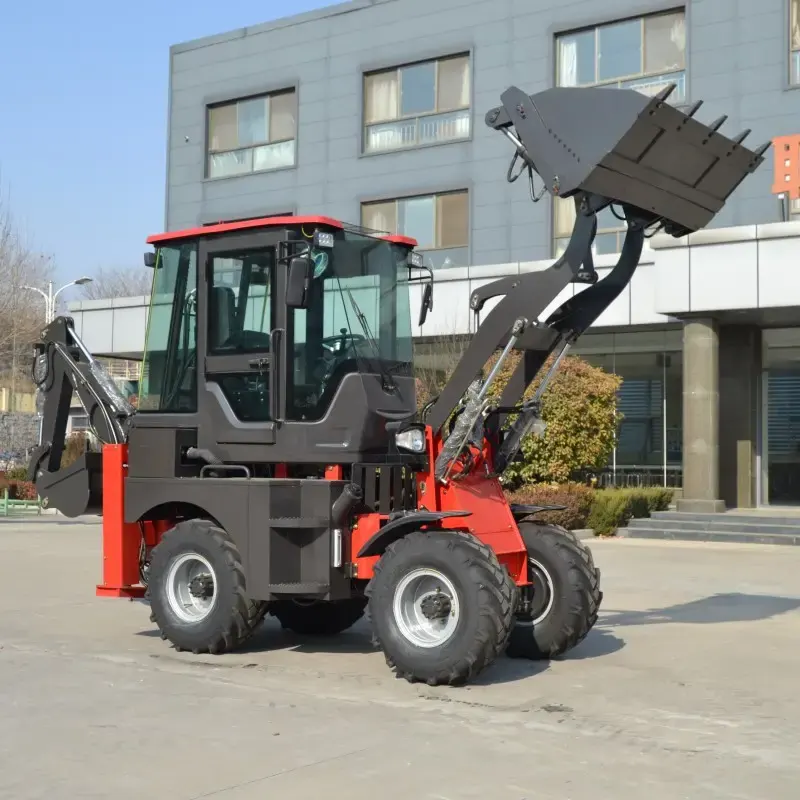 New Condition Tractor Excavator Backhoe Loader Wheel Building Construction Machinery China Small Mini 4x4 Digger Backhoe Loader