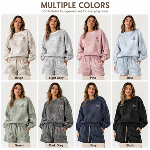 OEKO‑TEX Certified Soft Cotton Manufacturer <b>Women</b> Casual Loungewear <b>2</b> <b>Piece</b> <b>Outfit</b> Sweatshirt Short Set Custom OEM ODM - Product Image 4