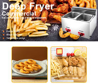 Friteuse Double Cuve à Gaz, Vente Chaude 2025, Sortie d'Usine, Machine à Frire les Frites de Restaurant 6L+6L, Friteuse à Gaz Professionnelle pour la Vente