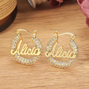 Orecchini con nome personalizzato 18K oro placcato in acciaio inossidabile orecchini a cerchio alla moda gioielli di moda per le donne per matrimoni e feste