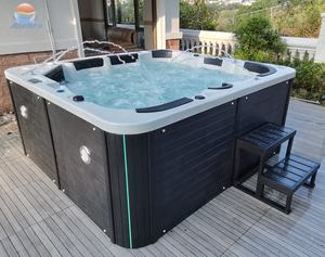 热卖豪华现代亚克力独立式方形大尺寸6-7人户外水疗浴缸，带组合空气按摩浴缸 - Product Image 2