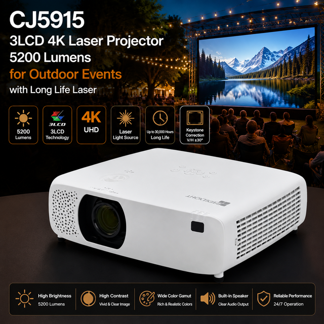Outdoor Events CJ5915 3LCD 4K Laser Projector 5200 Lumens with Network Management