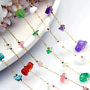 Affordable Multi-Color Natural Stone Chip Gold <b>Copper</b> <b>Chain</b> for Jewelry Making | Sold by Meter - Product Image 2