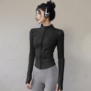 Women Slim-Fit Running Fitness Sports Jacket Breathable High Elastic Spandex/Polyester for <strong>Adults</strong> Quick-Drying Yoga <strong>Clothing</strong> - Product Image 2