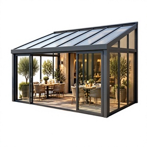 Pérgola Moderna de Aluminio Negro WISE COMPANY con Techo Fijo de Vidrio Templado Transparente, Estructura con Recubrimiento en Polvo, Ecológica y de Lujo - Product Image 1