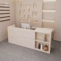 Comptoir de réception simple et durable en bois anti-collision, idéal pour les magasins de vêtements tendance, les salons de yoga, les salons de beauté et les caisses.
