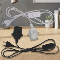 Support mural en aluminium noir E27 avec interrupteur marche/arrêt EU/US, prise de lampe, cordon d'alimentation 1,8 m AC 110V-220V, adaptateur de prise pour lampe de lecture