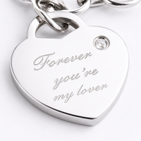 Pulsera de Cadena Rolo con Dije de Corazón de Acero Inoxidable y Zirconia, Estilo Personalizado