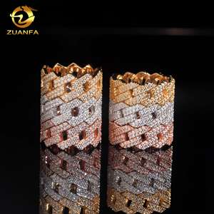 2 disegni a cerchio ghiacciati VVS Moissanite Full Diamond Hip Hop anelli gioielli in <span class=keywords><strong>argento</strong></span> 925 massiccio gioielli 2 righe anello per <span class=keywords><strong>uomo</strong></span> - Product Image 2